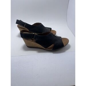 Clarks Lafley Rosen Sandals Womens Black Size 10 Wedge Slingback